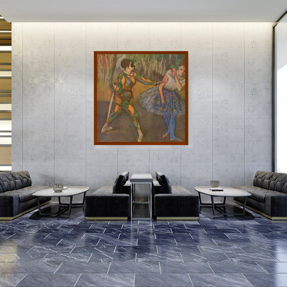 Harlequin And Colombina - Framed Canvas