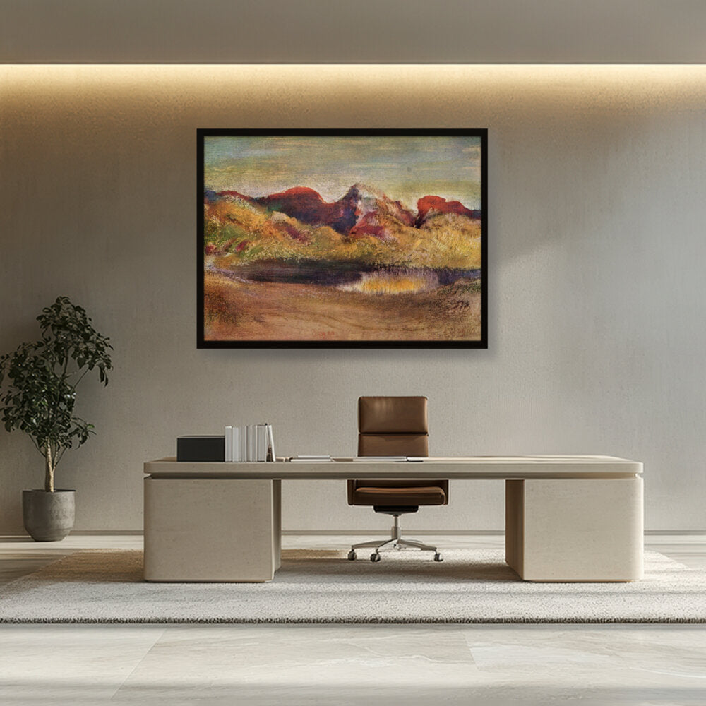 Lake And Mountains - Framed Canvas