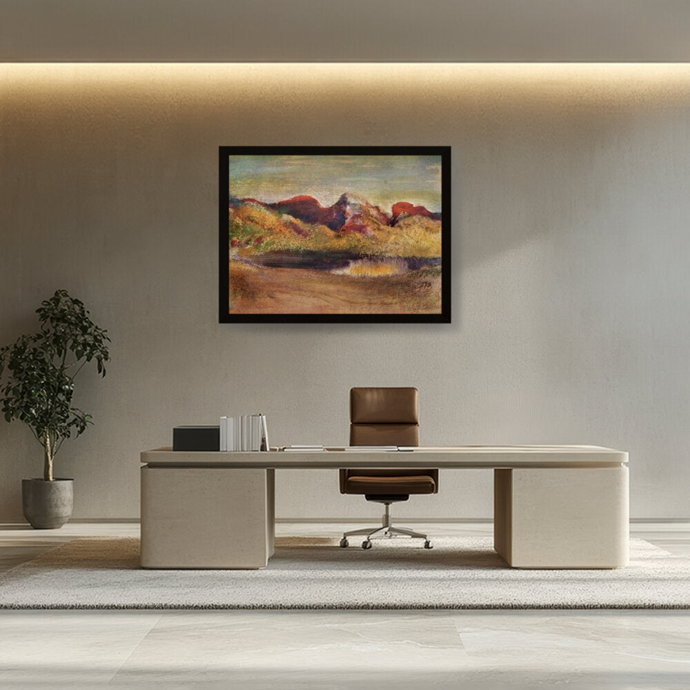 Lake And Mountains - Framed Canvas
