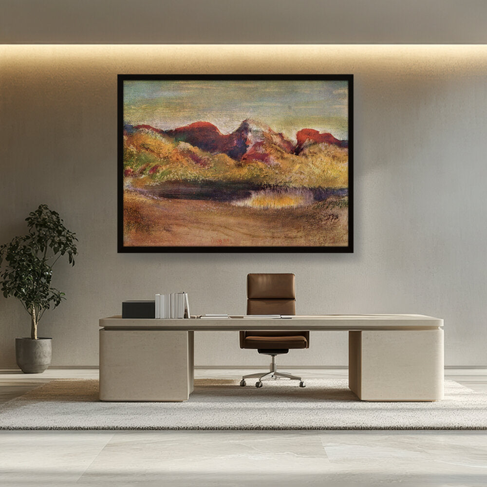 Lake And Mountains - Framed Canvas