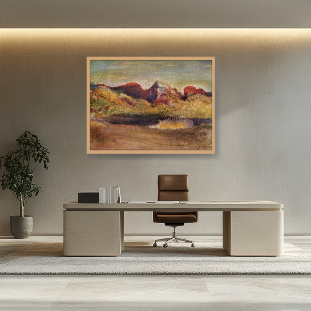 Lake And Mountains - Framed Canvas