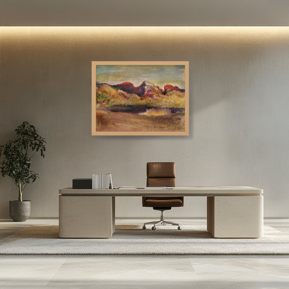 Lake And Mountains - Framed Canvas