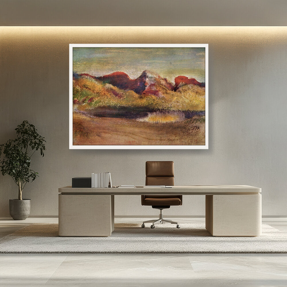 Lake And Mountains - Framed Canvas