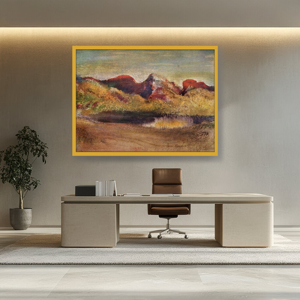 Lake And Mountains - Framed Canvas