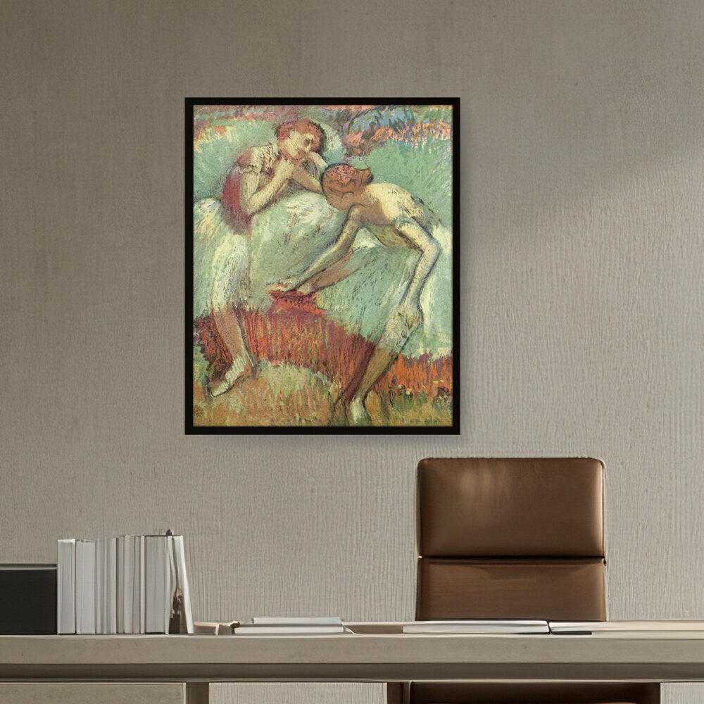 Dancers In Green - Framed Canvas