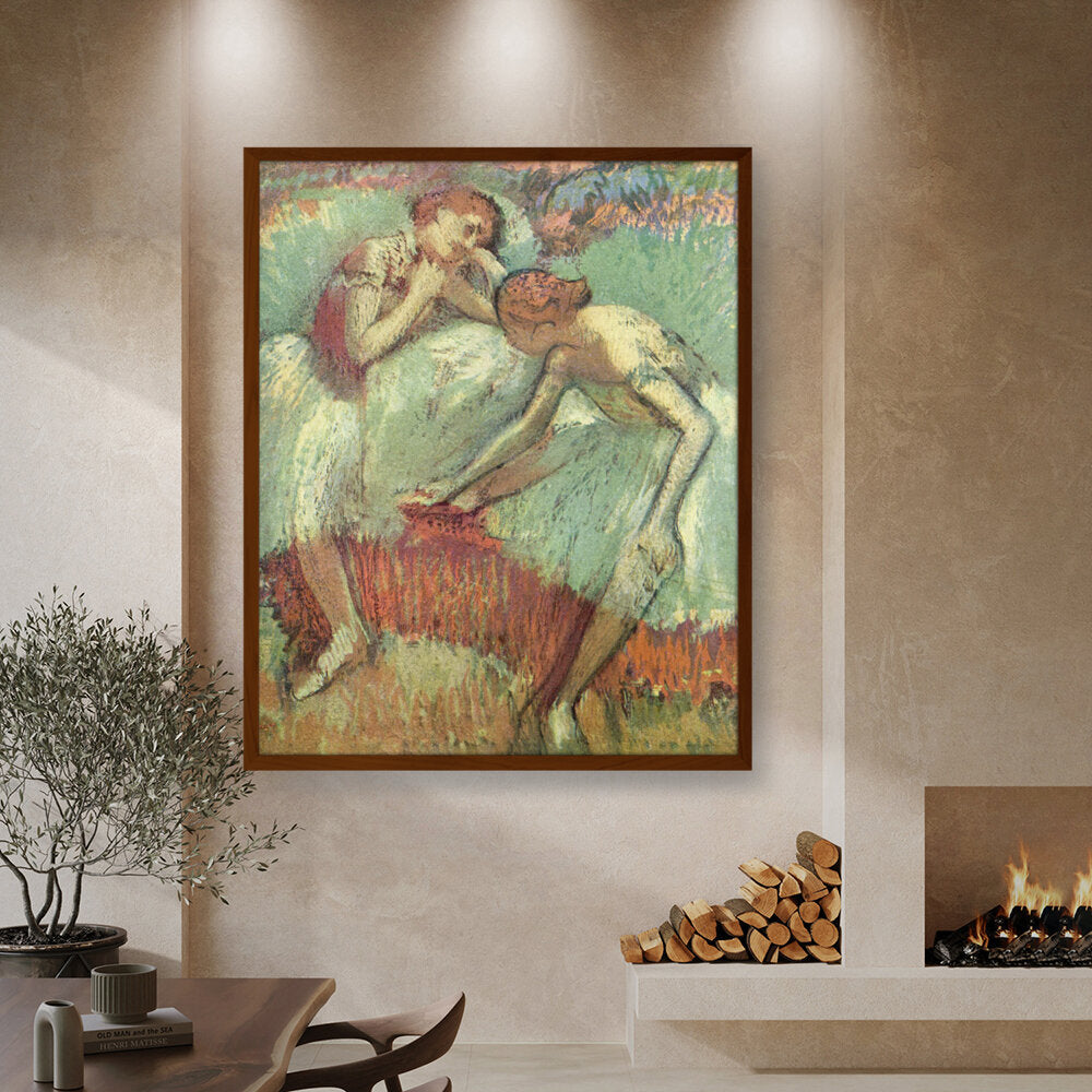 Dancers In Green - Framed Canvas