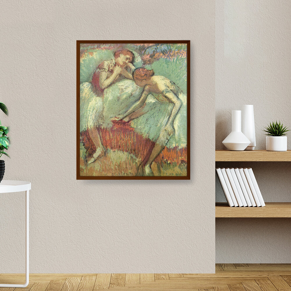 Dancers In Green - Framed Canvas