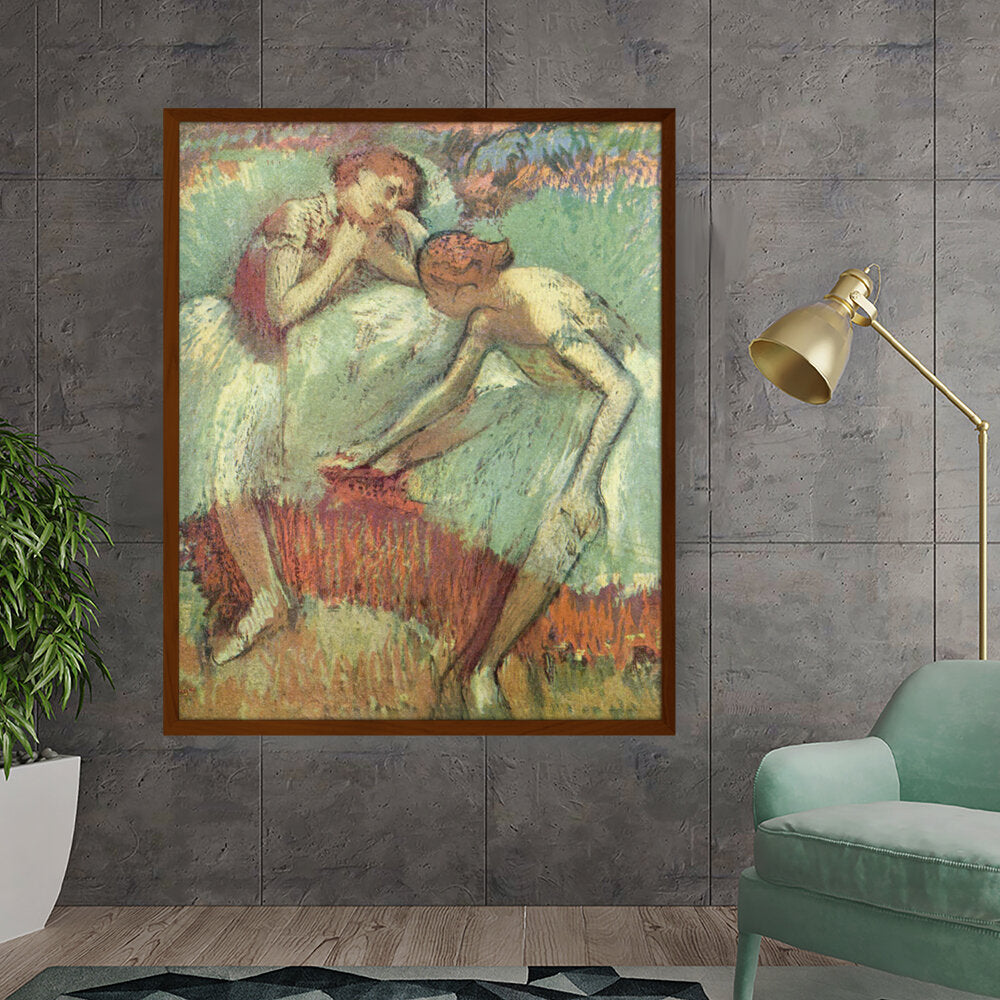 Dancers In Green - Framed Canvas