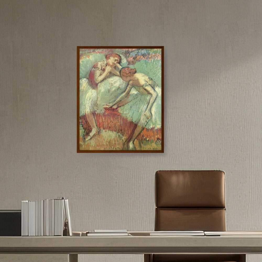 Dancers In Green - Framed Canvas