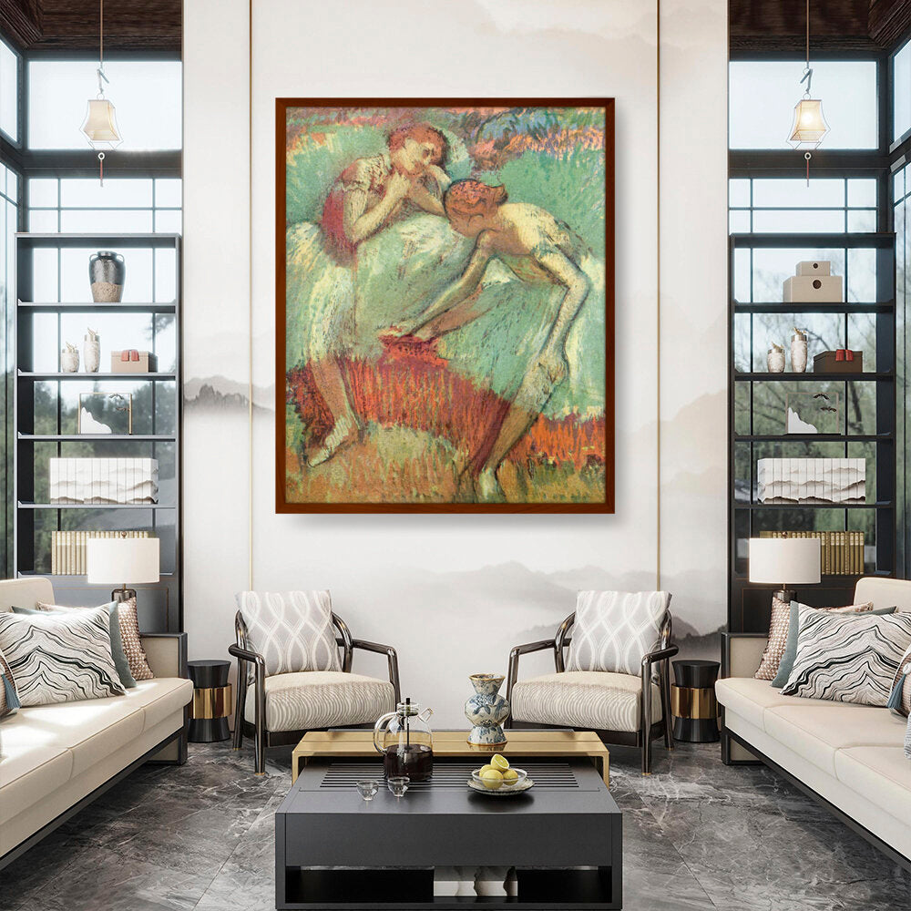 Dancers In Green - Framed Canvas