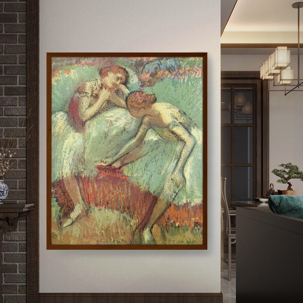 Dancers In Green - Framed Canvas