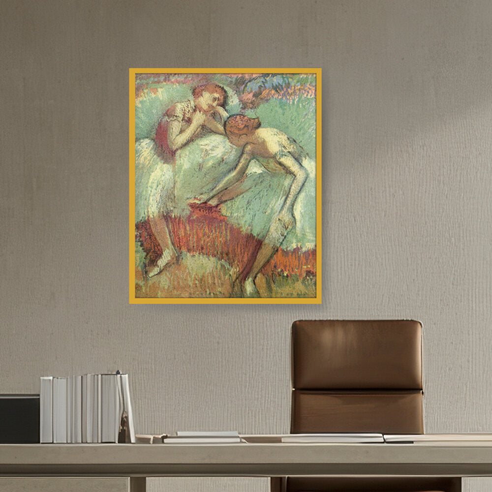Dancers In Green - Framed Canvas