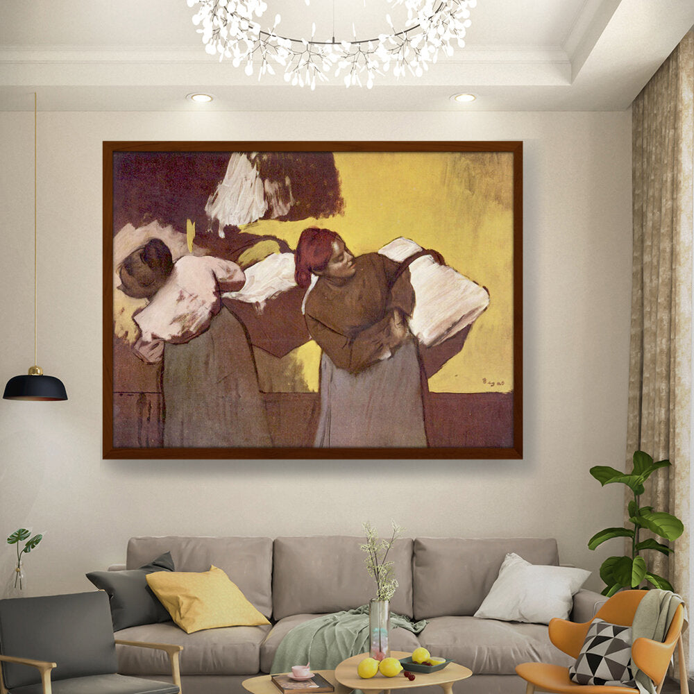 Laundress Carrying Linen - Framed Canvas