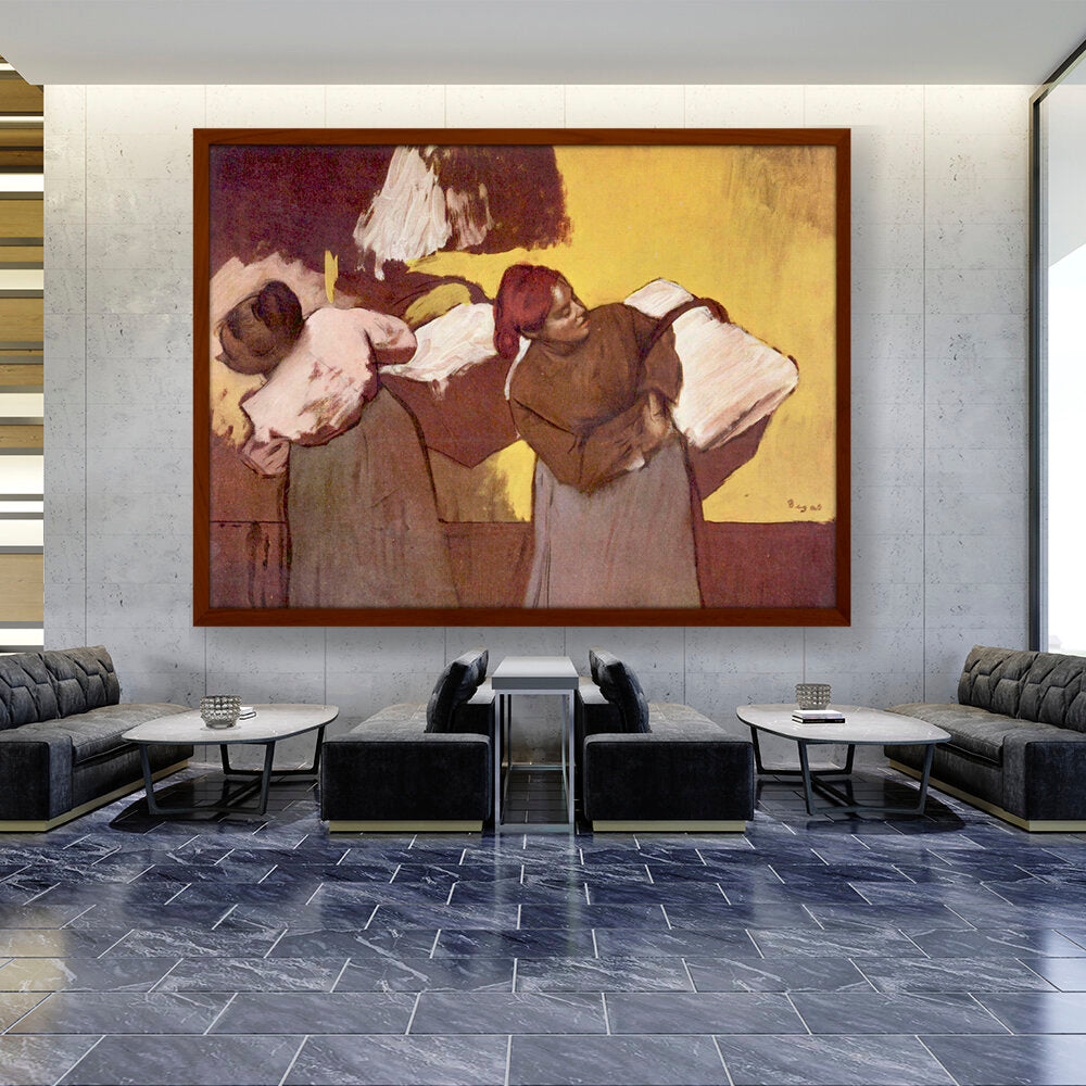 Laundress Carrying Linen - Framed Canvas