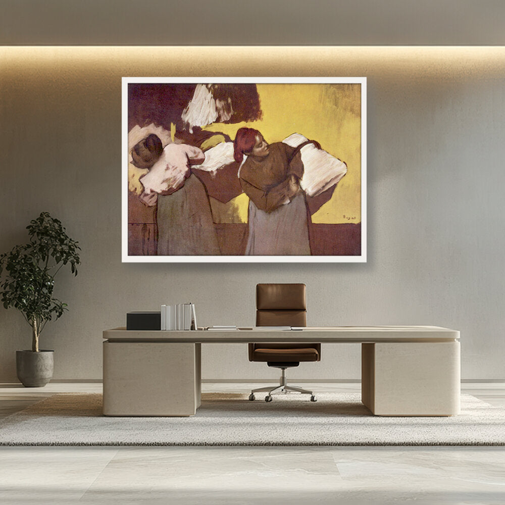 Laundress Carrying Linen - Framed Canvas