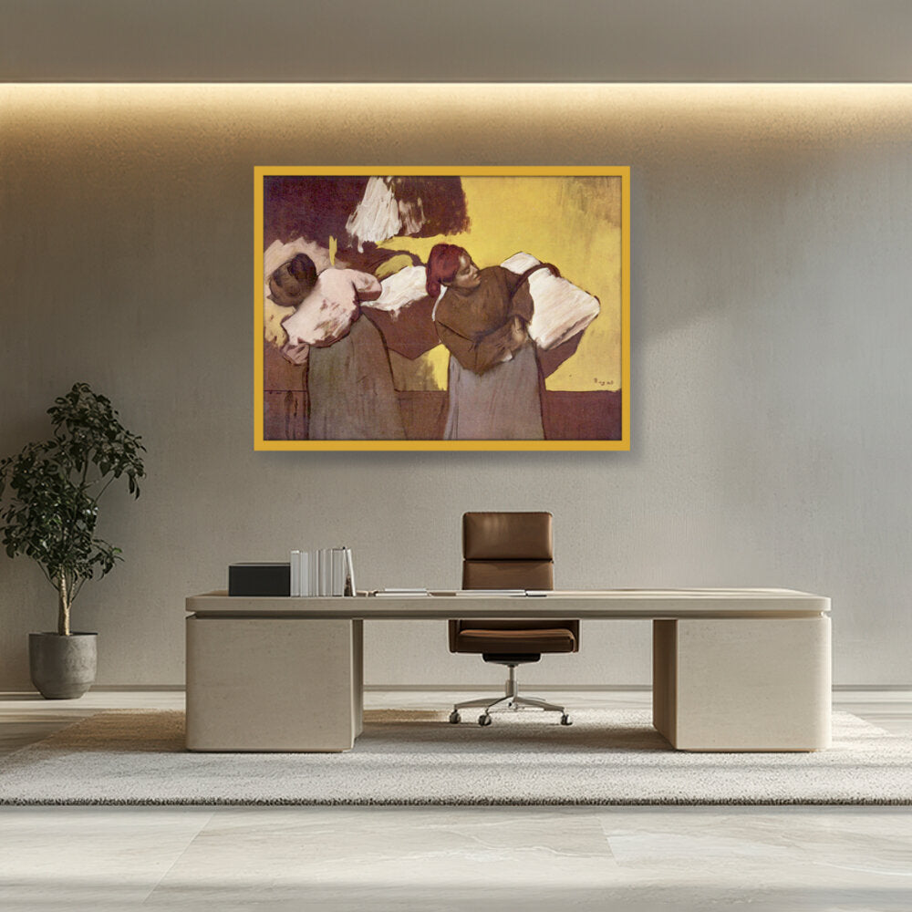 Laundress Carrying Linen - Framed Canvas