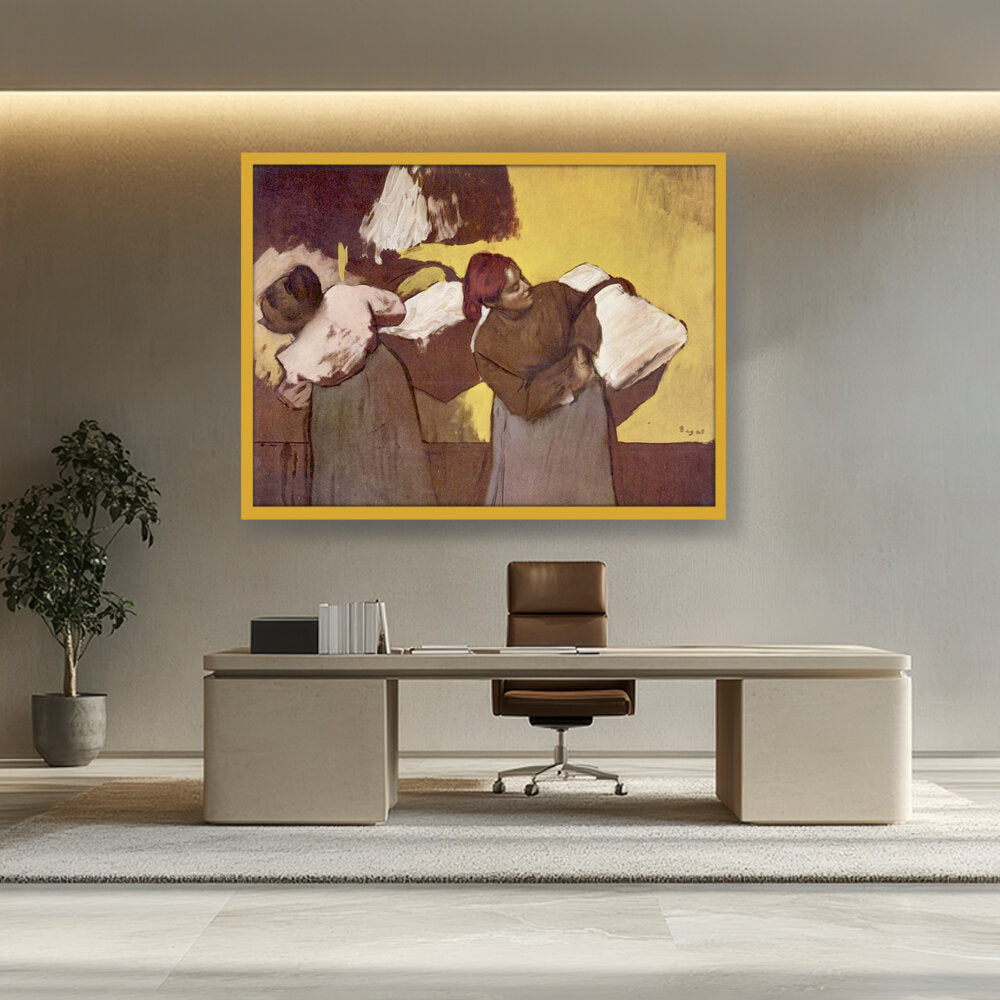Laundress Carrying Linen - Framed Canvas