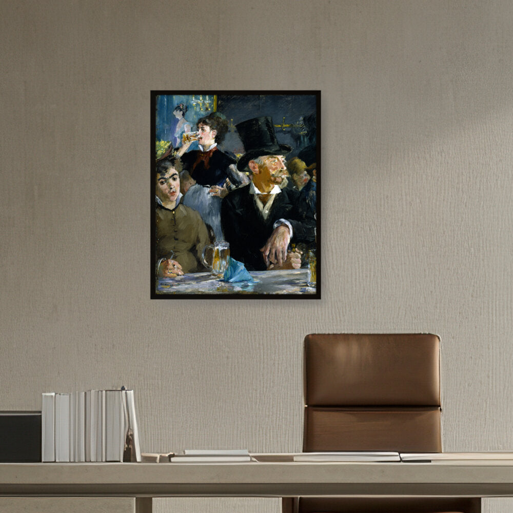 At The Caf?? - Framed Canvas