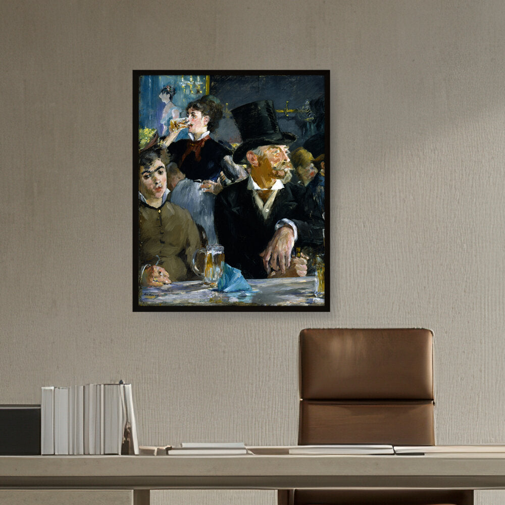 At The Caf?? - Framed Canvas