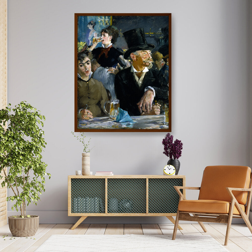 At The Caf?? - Framed Canvas