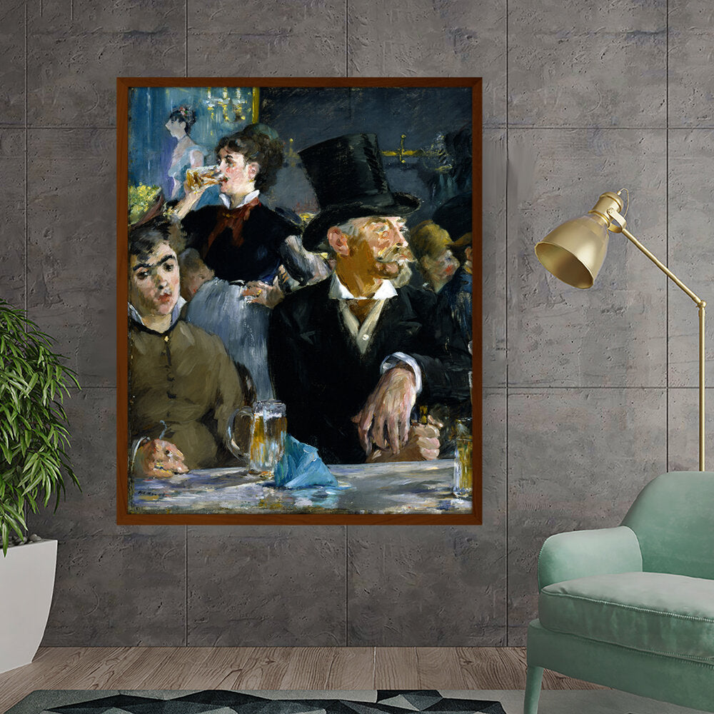 At The Caf?? - Framed Canvas