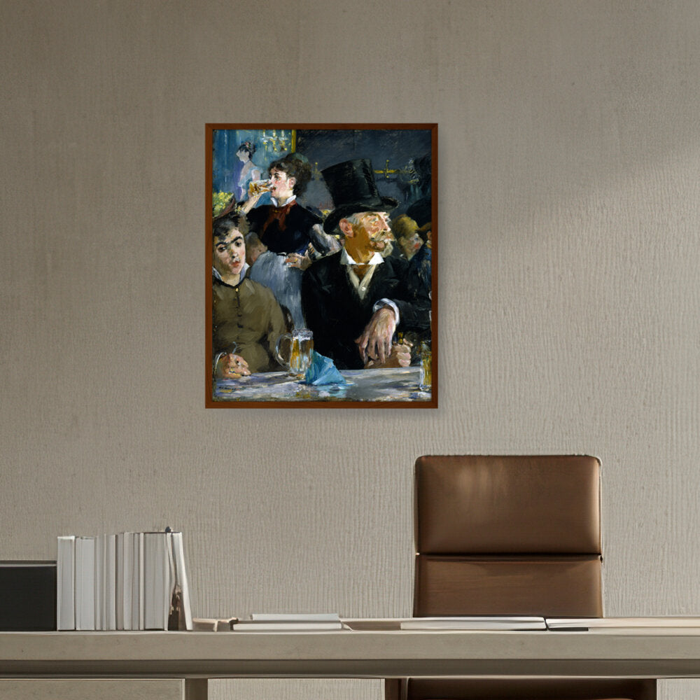 At The Caf?? - Framed Canvas