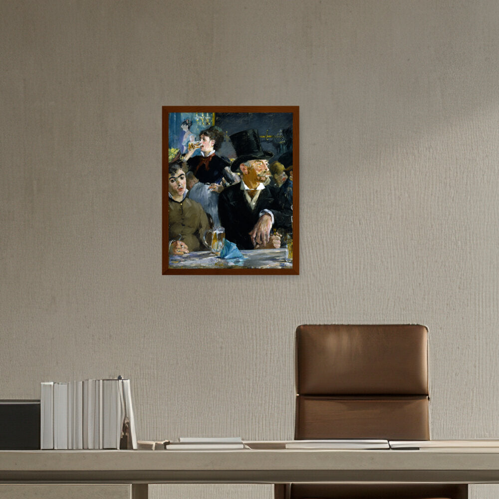 At The Caf?? - Framed Canvas
