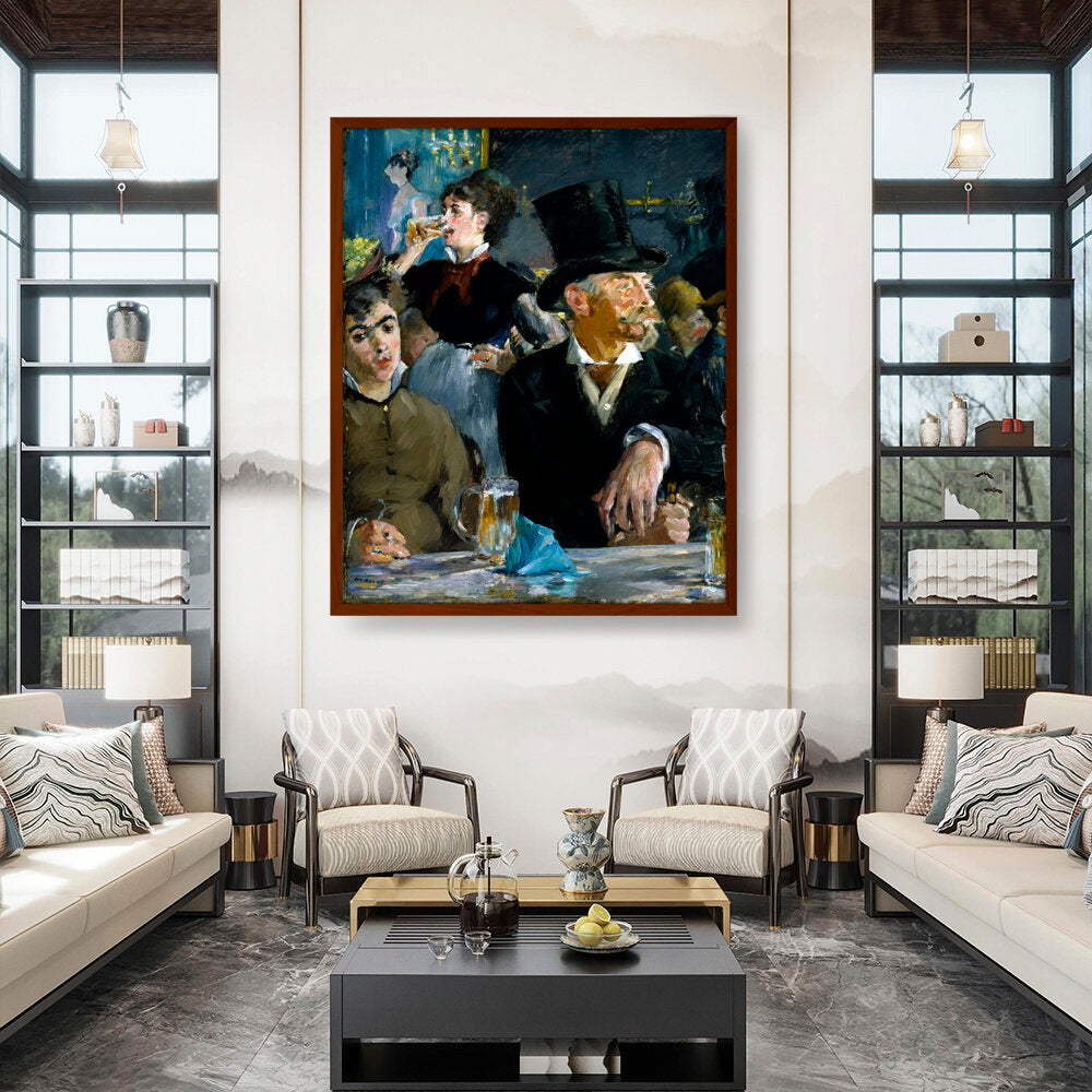 At The Caf?? - Framed Canvas