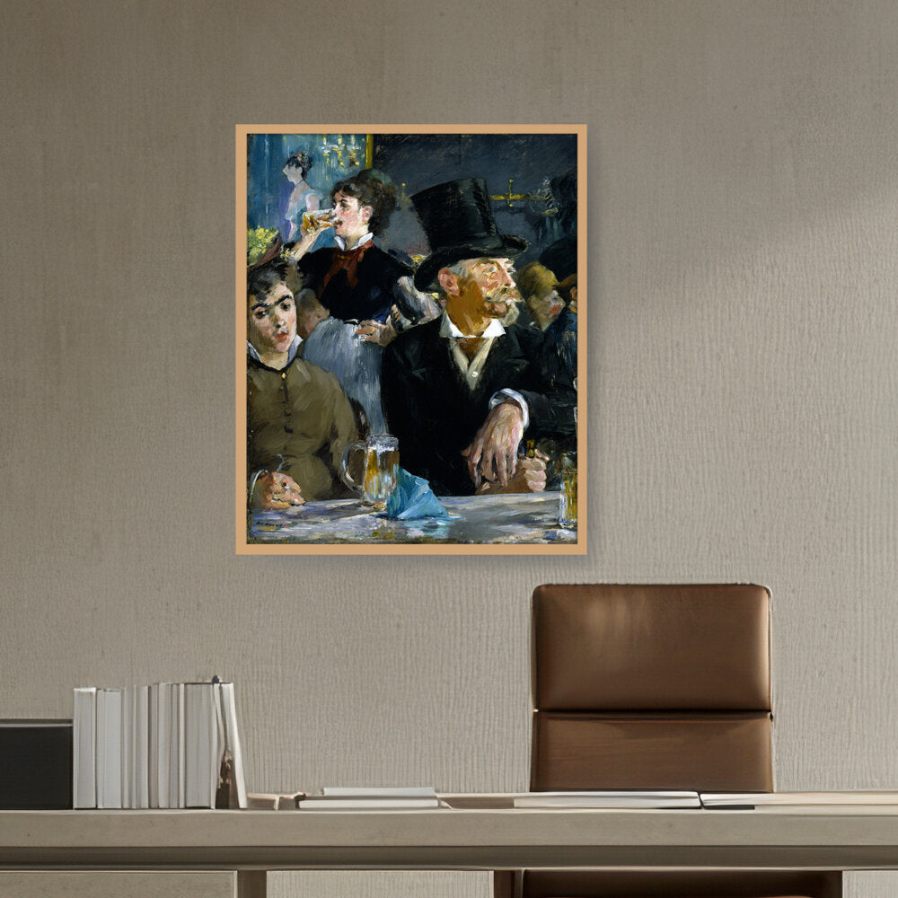 At The Caf?? - Framed Canvas