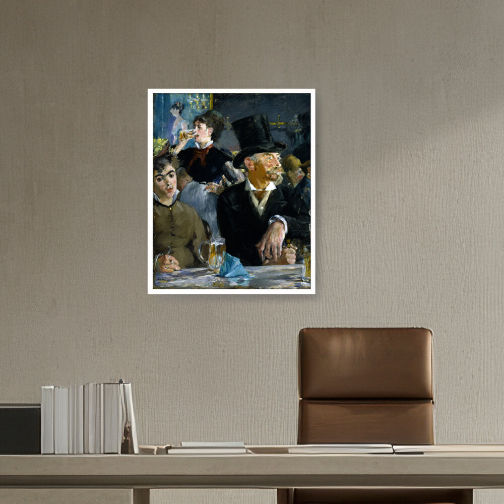 At The Caf?? - Framed Canvas