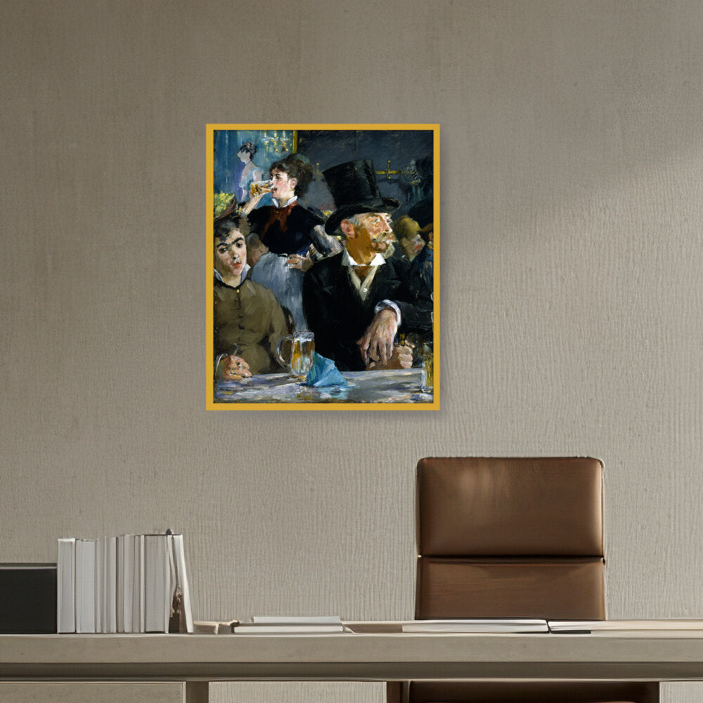 At The Caf?? - Framed Canvas