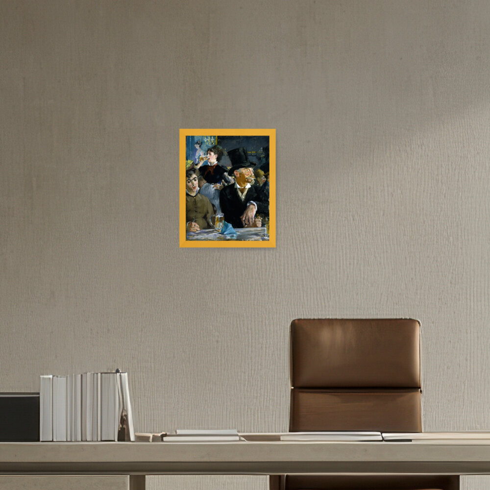 At The Caf?? - Framed Canvas