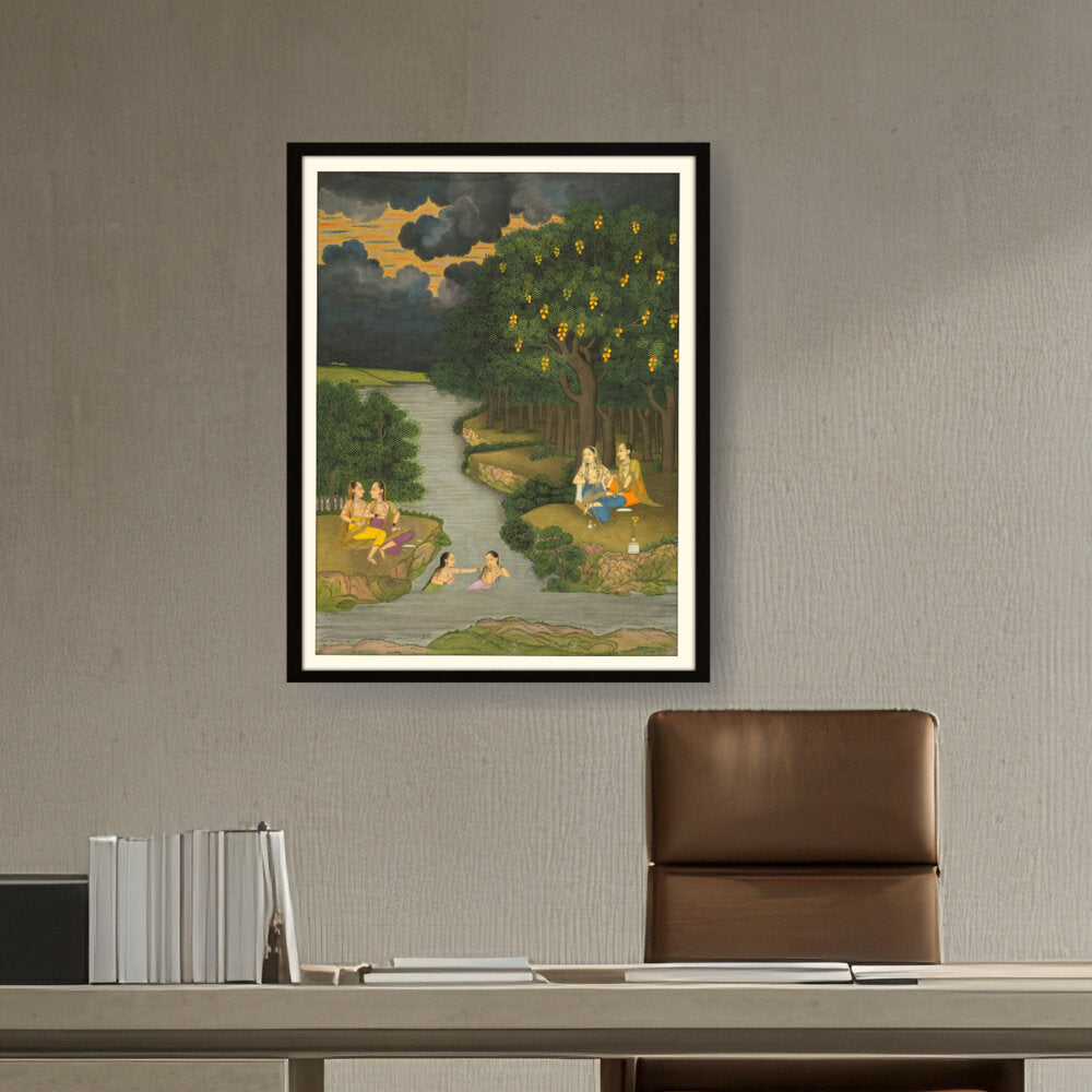 Artist2 - Art - Women Enjoying The River - WALL MOUNT FRAME