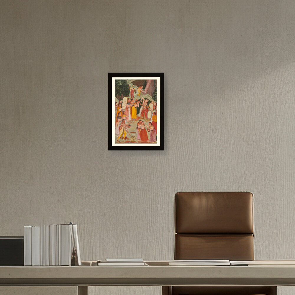 Girls Spraying At Holi - WALL MOUNT FRAME