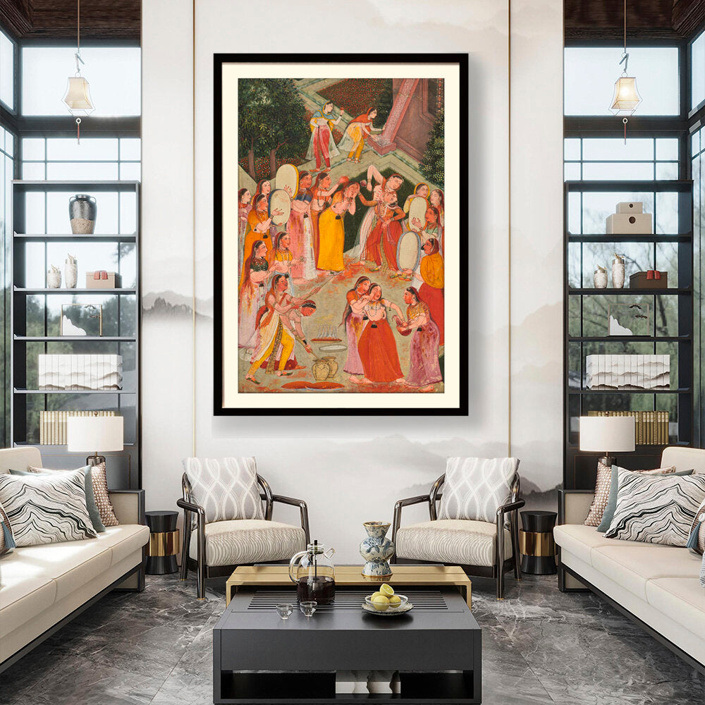 Girls Spraying At Holi - WALL MOUNT FRAME