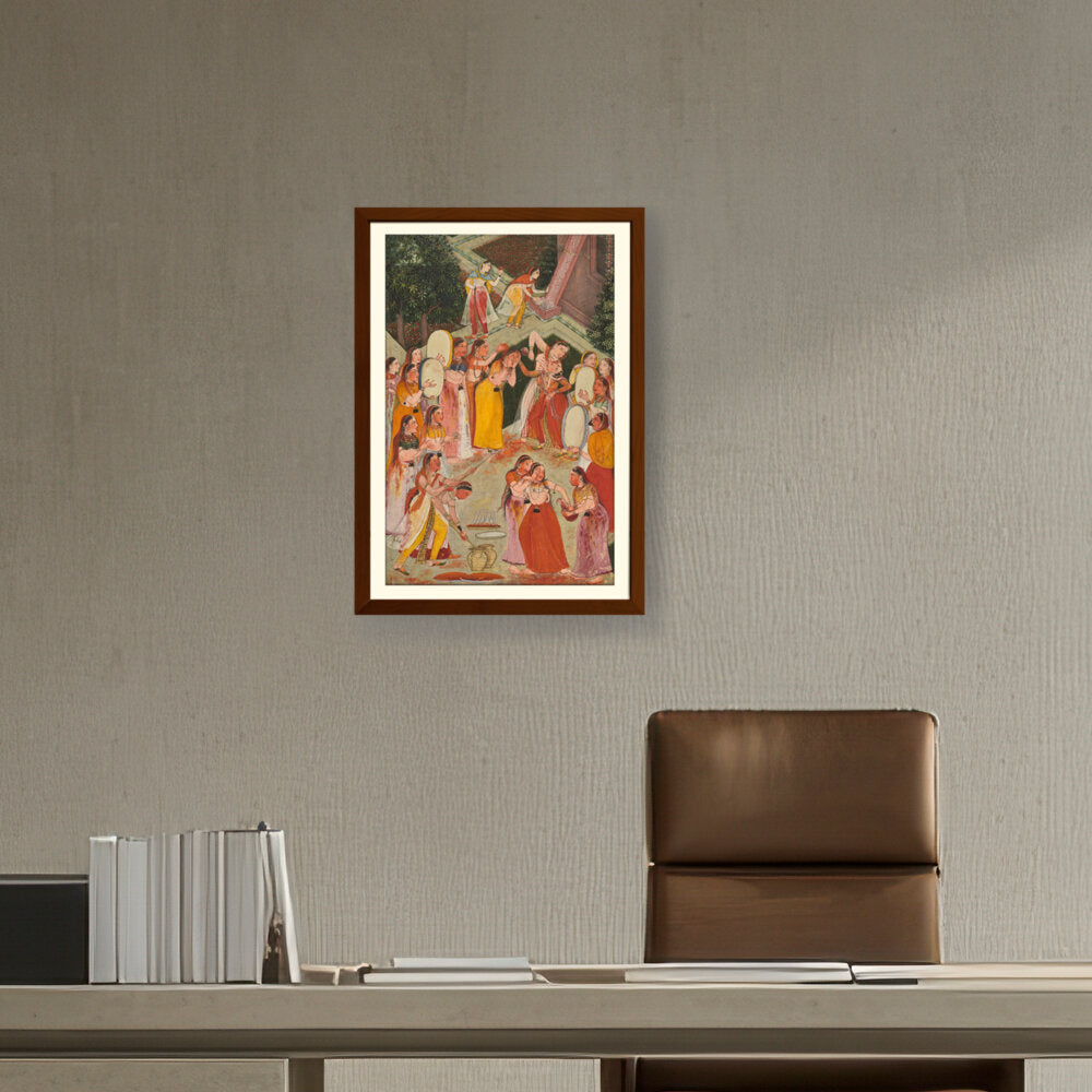 Girls Spraying At Holi - WALL MOUNT FRAME