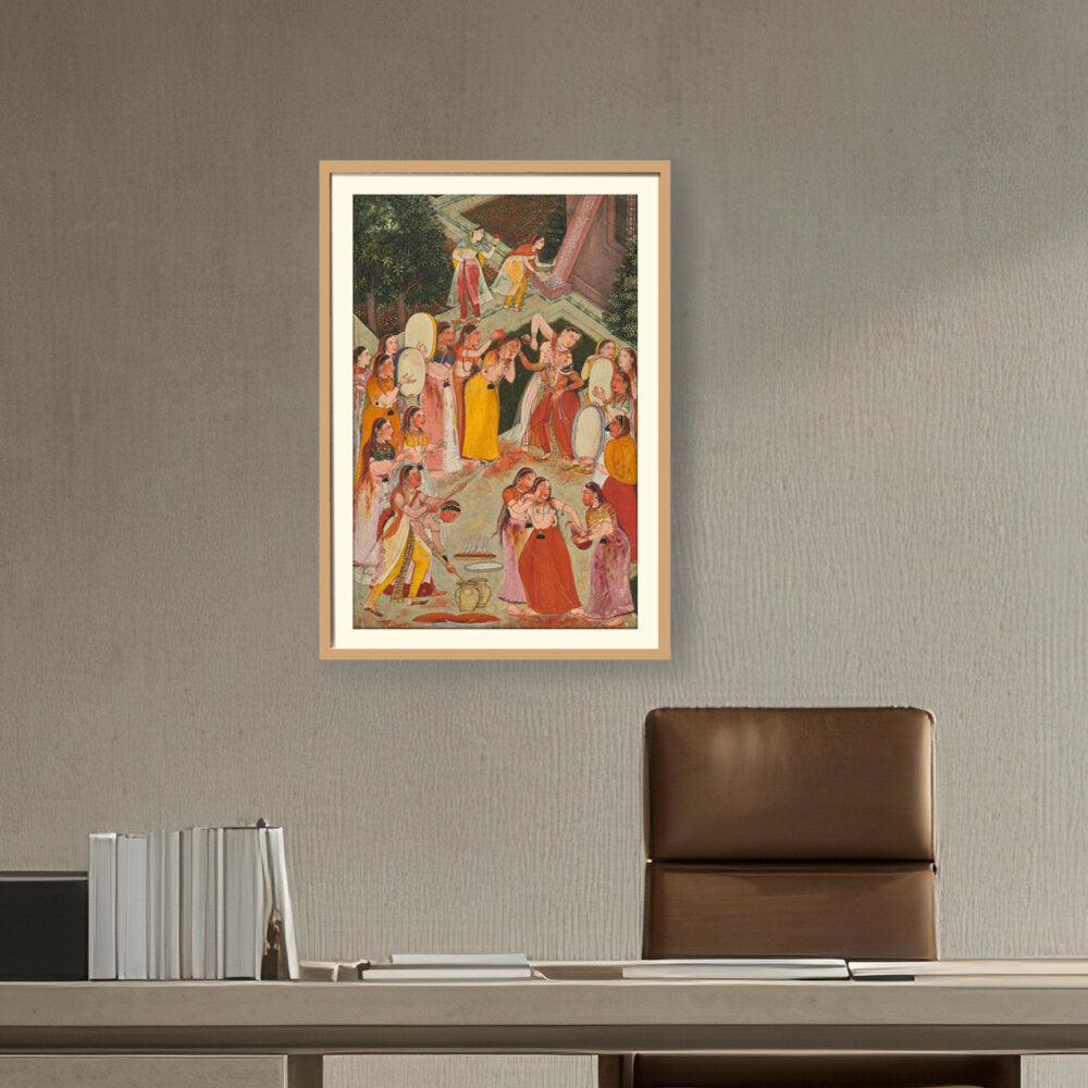 Girls Spraying At Holi - WALL MOUNT FRAME