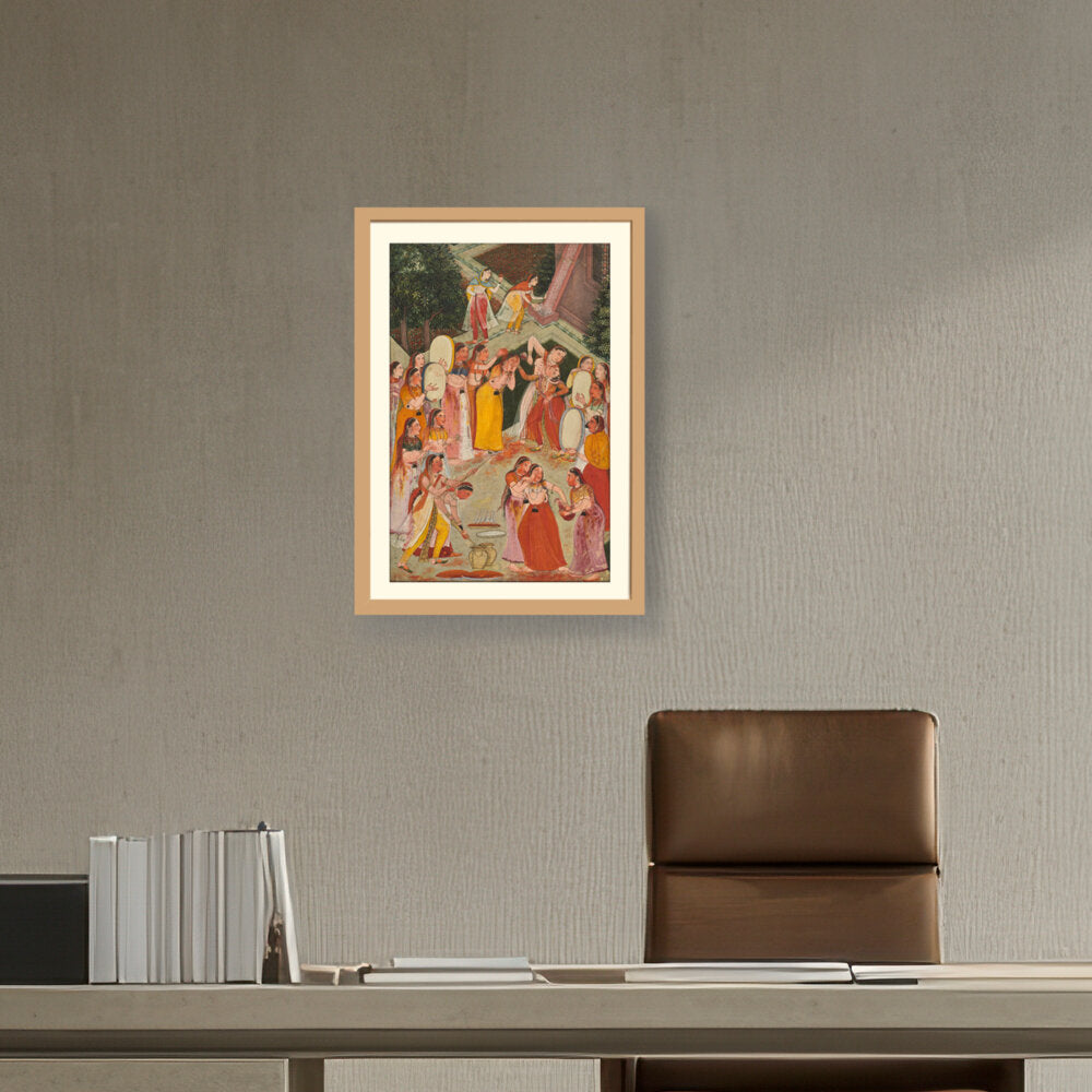 Girls Spraying At Holi - WALL MOUNT FRAME