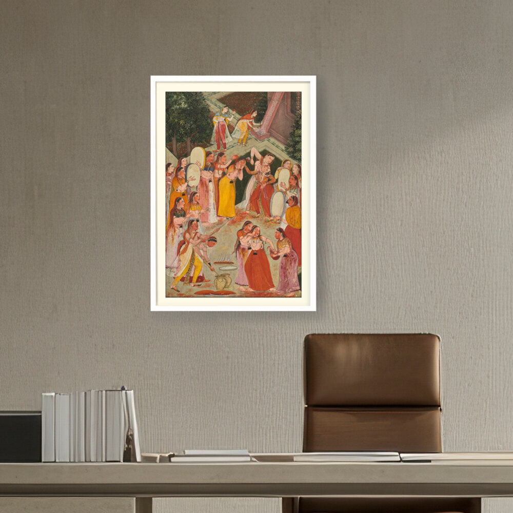 Girls Spraying At Holi - WALL MOUNT FRAME