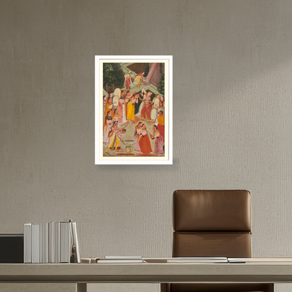 Girls Spraying At Holi - WALL MOUNT FRAME