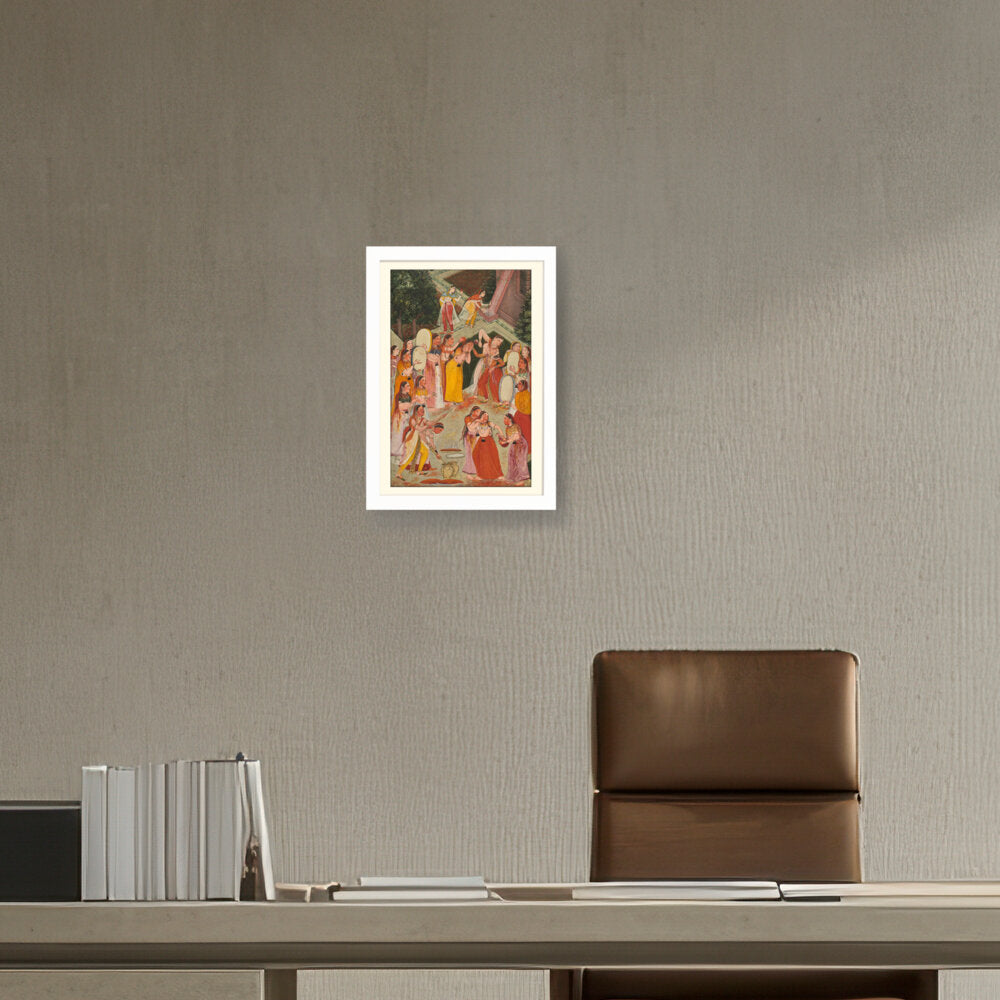 Girls Spraying At Holi - WALL MOUNT FRAME