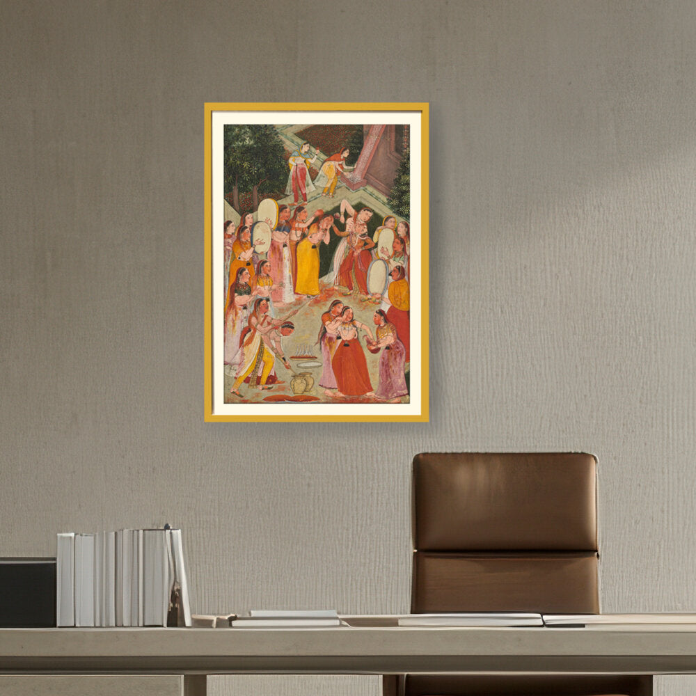 Girls Spraying At Holi - WALL MOUNT FRAME