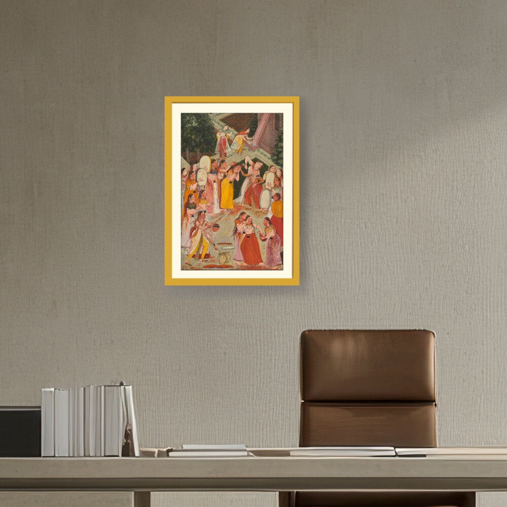 Girls Spraying At Holi - WALL MOUNT FRAME