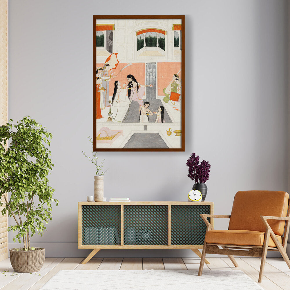 A Lady At Her Toilette - Framed Canvas