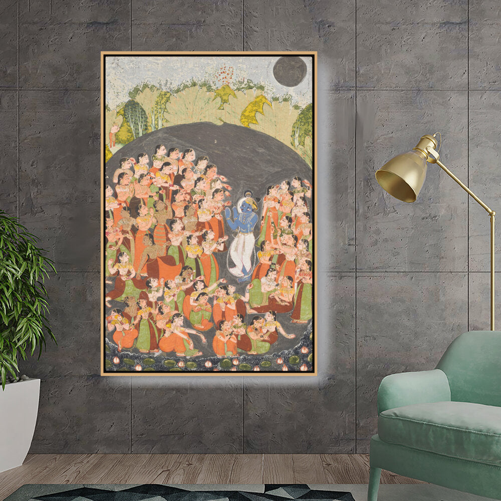 Krishna And Gopis Rasamandala - FLOATING FRAME