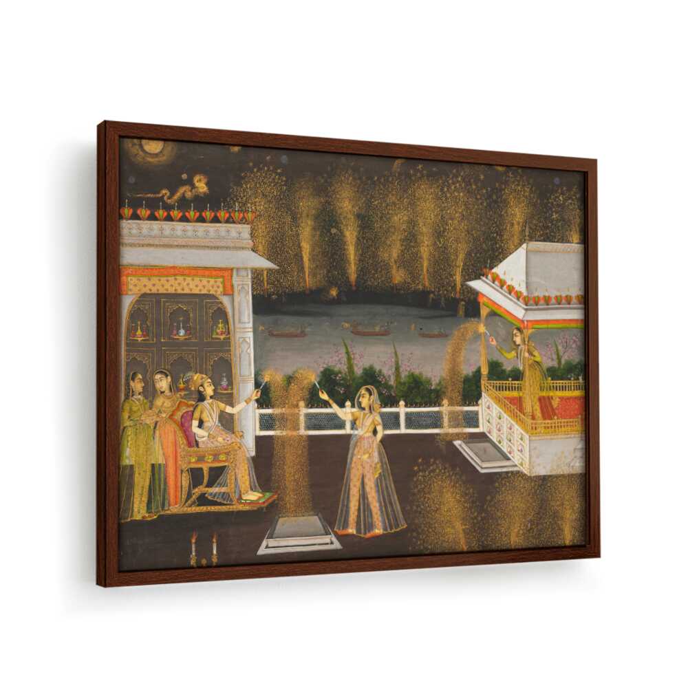 Ladies Celebrating Diwali - Framed Canvas