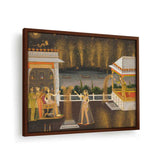 Ladies Celebrating Diwali - Framed Canvas