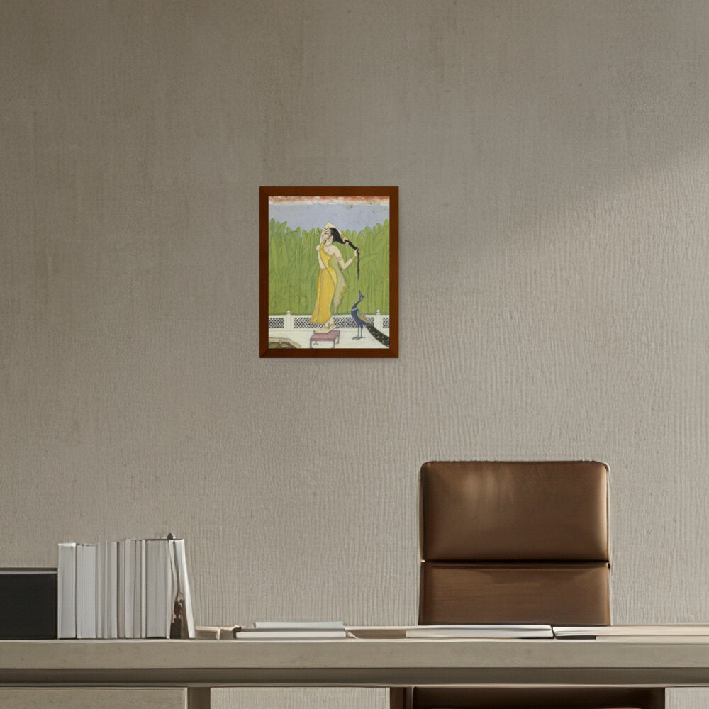 Woman Drying Her Hair - Framed Canvas