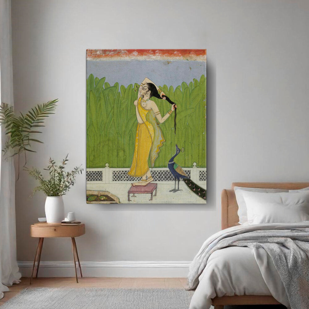 Woman Drying Her Hair - Wall Canvas