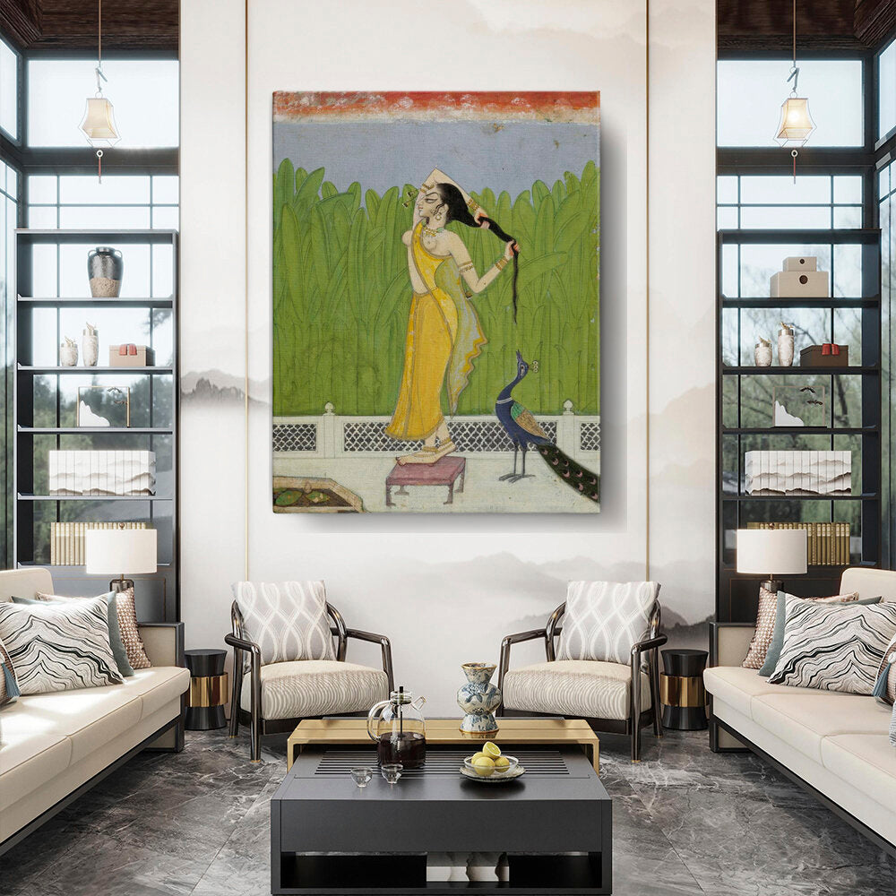 Woman Drying Her Hair - Wall Canvas